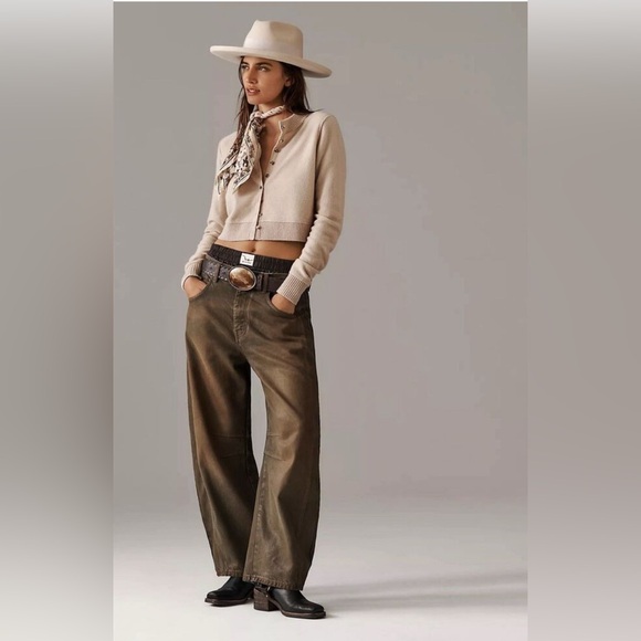 NWT Free People We The Free Good Luck Coated Barrel Jeans New Moon 25 - Picture 4 of 16